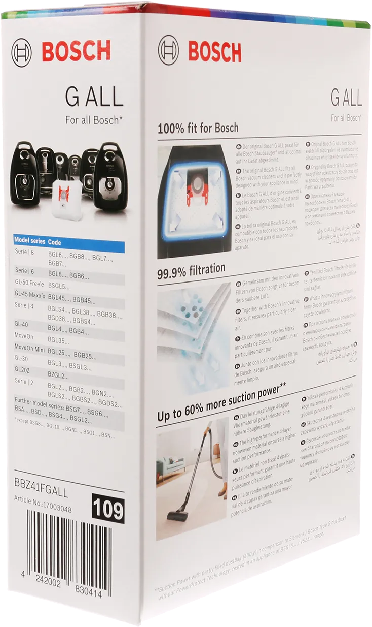Bosch Vacuum cleaner Bag Type G ALL 4Pkt