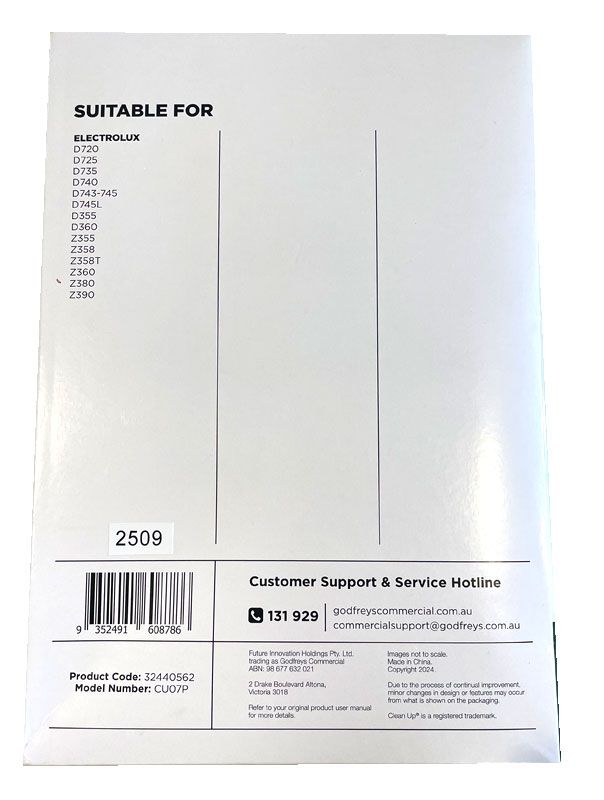 Clean Up CU07P 5pkt Vacuum Cleaner Bags To Suit Electrolux